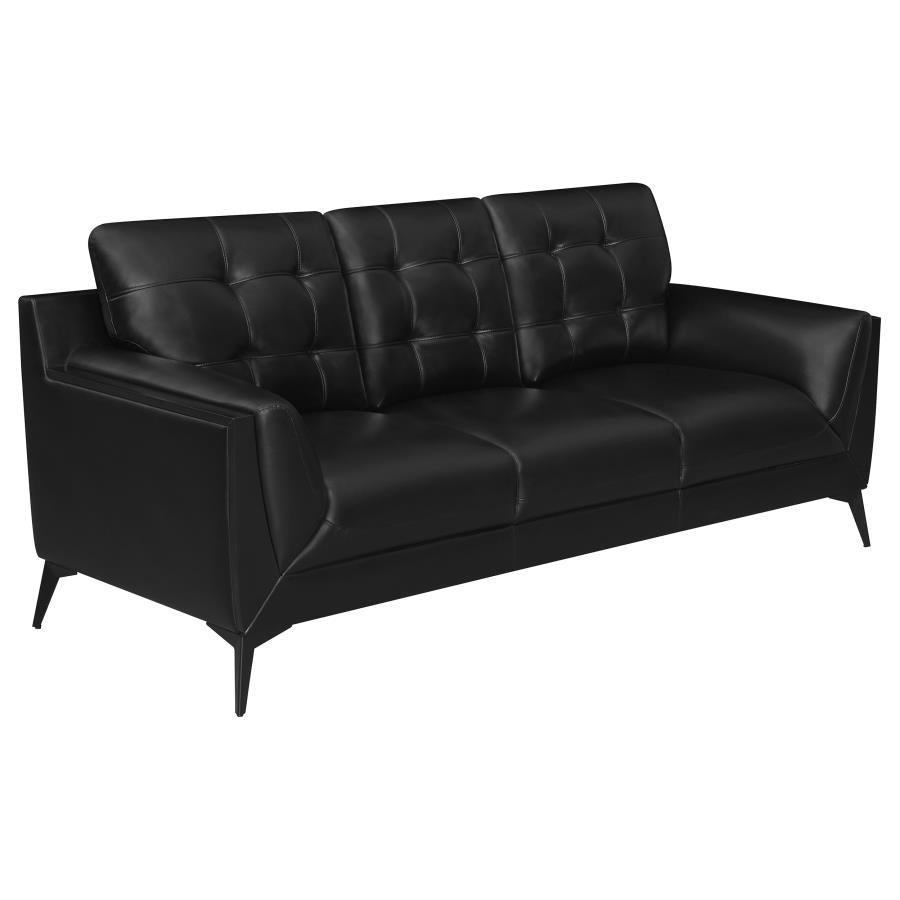 Moira Upholstered Tufted Living Room Set with Track Arms Black 511131-S3 Coaster FredCo