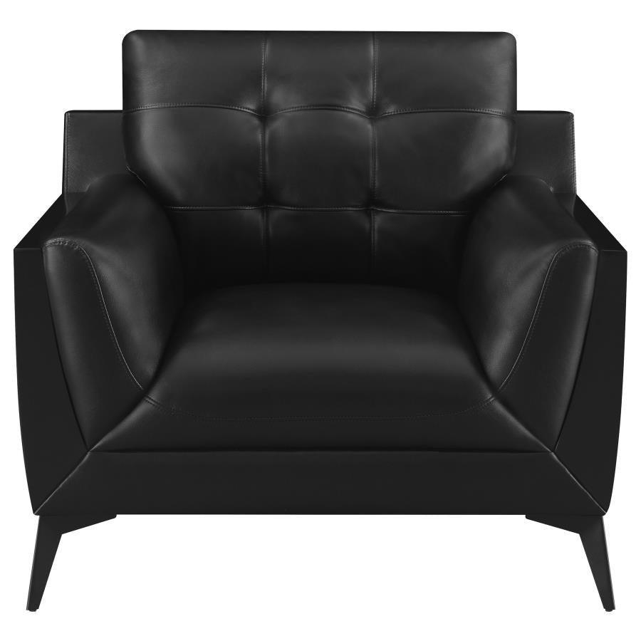 Moira Upholstered Tufted Living Room Set with Track Arms Black 511131-S3 Coaster FredCo