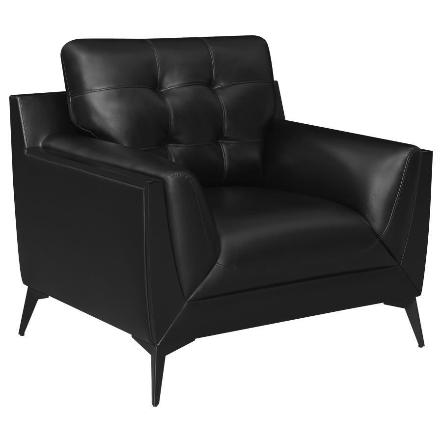 Moira Upholstered Tufted Living Room Set with Track Arms Black 511131-S3 Coaster FredCo