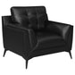 Moira Upholstered Tufted Living Room Set with Track Arms Black 511131-S3 Coaster FredCo