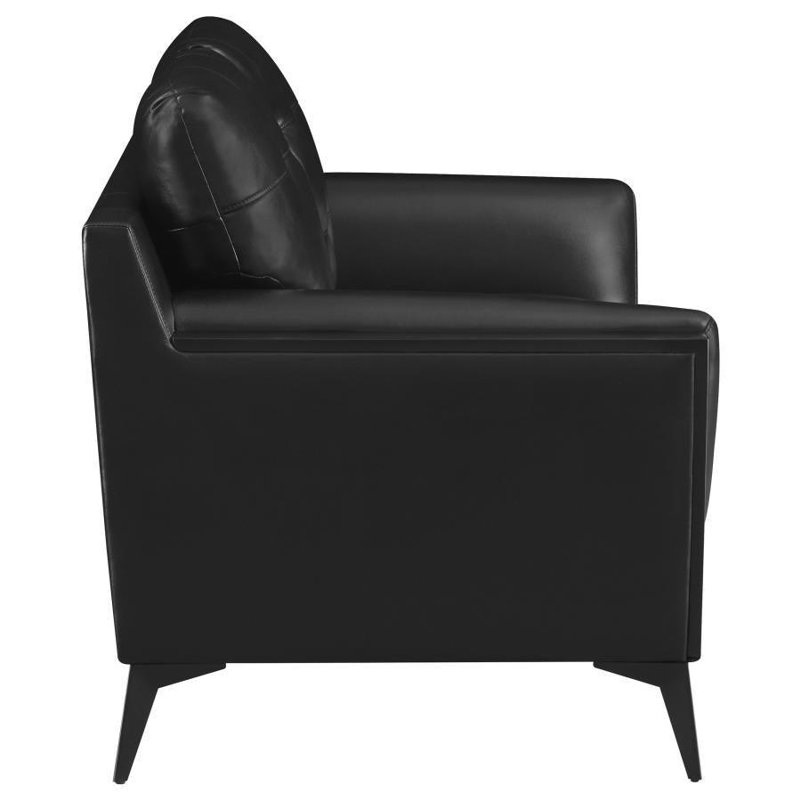 Moira Upholstered Tufted Living Room Set with Track Arms Black 511131-S3 Coaster FredCo