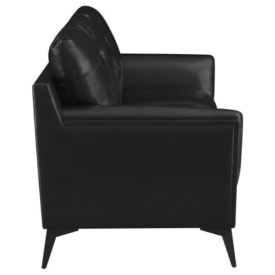 Moira Upholstered Tufted Living Room Set with Track Arms Black 511131-S3 Coaster FredCo
