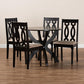 Mona Modern and Contemporary Sand Fabric Upholstered and Dark Brown Finished Wood 5-Piece Dining Set FredCo