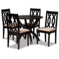 Mona Modern and Contemporary Sand Fabric Upholstered and Dark Brown Finished Wood 5-Piece Dining Set FredCo