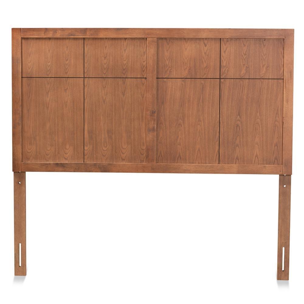 Monroe Modern Transitional and Rustic Ash Walnut Finished Wood Queen Size Headboard FredCo