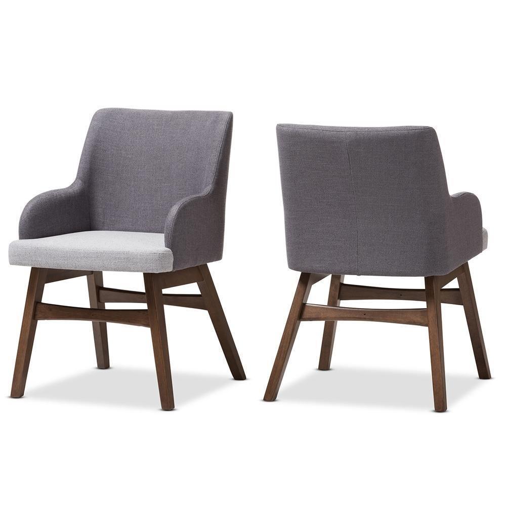 Monte Mid-Century Modern Two-Tone Grey Fabric Armchair (Set of 2) FredCo