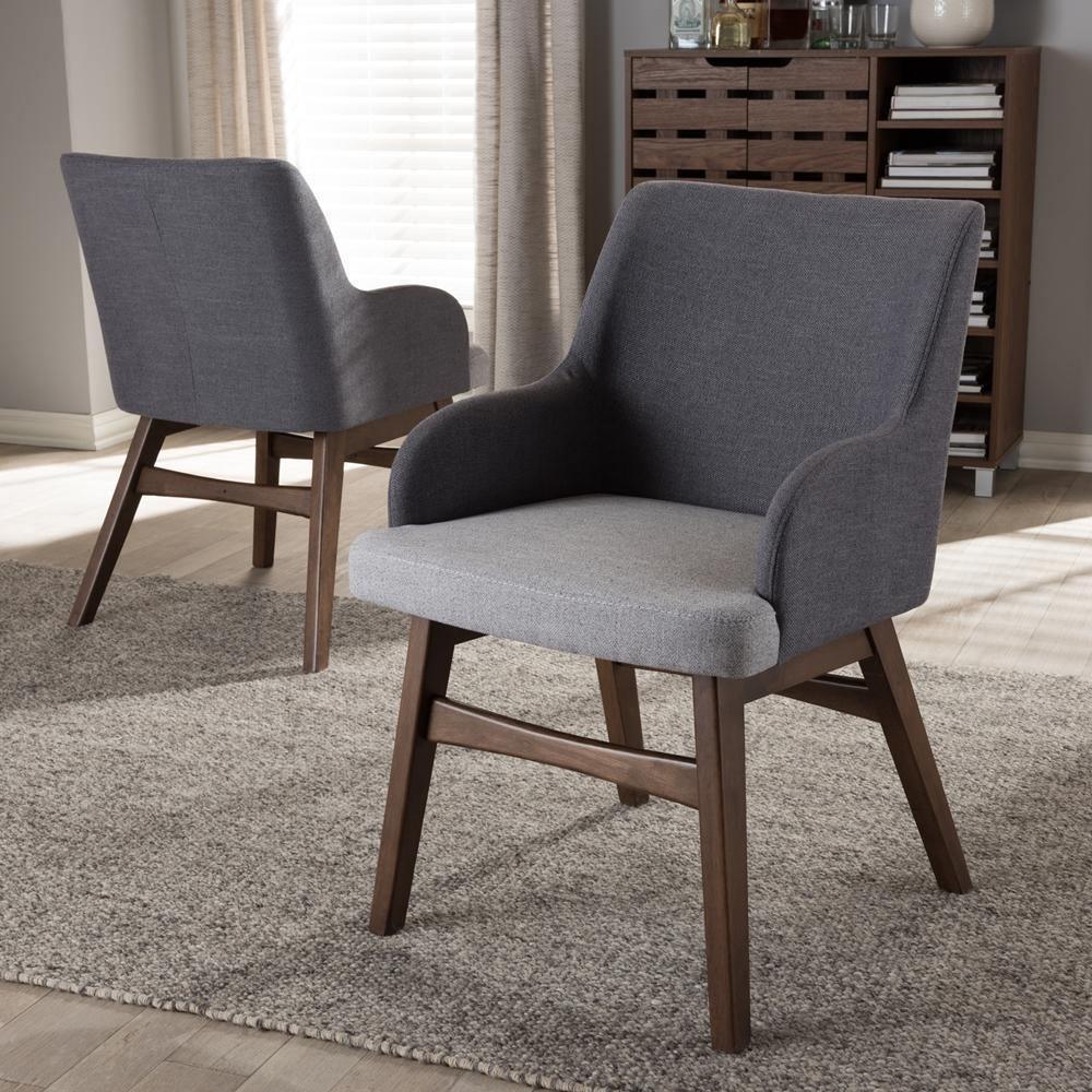 Monte Mid-Century Modern Two-Tone Grey Fabric Armchair (Set of 2) FredCo