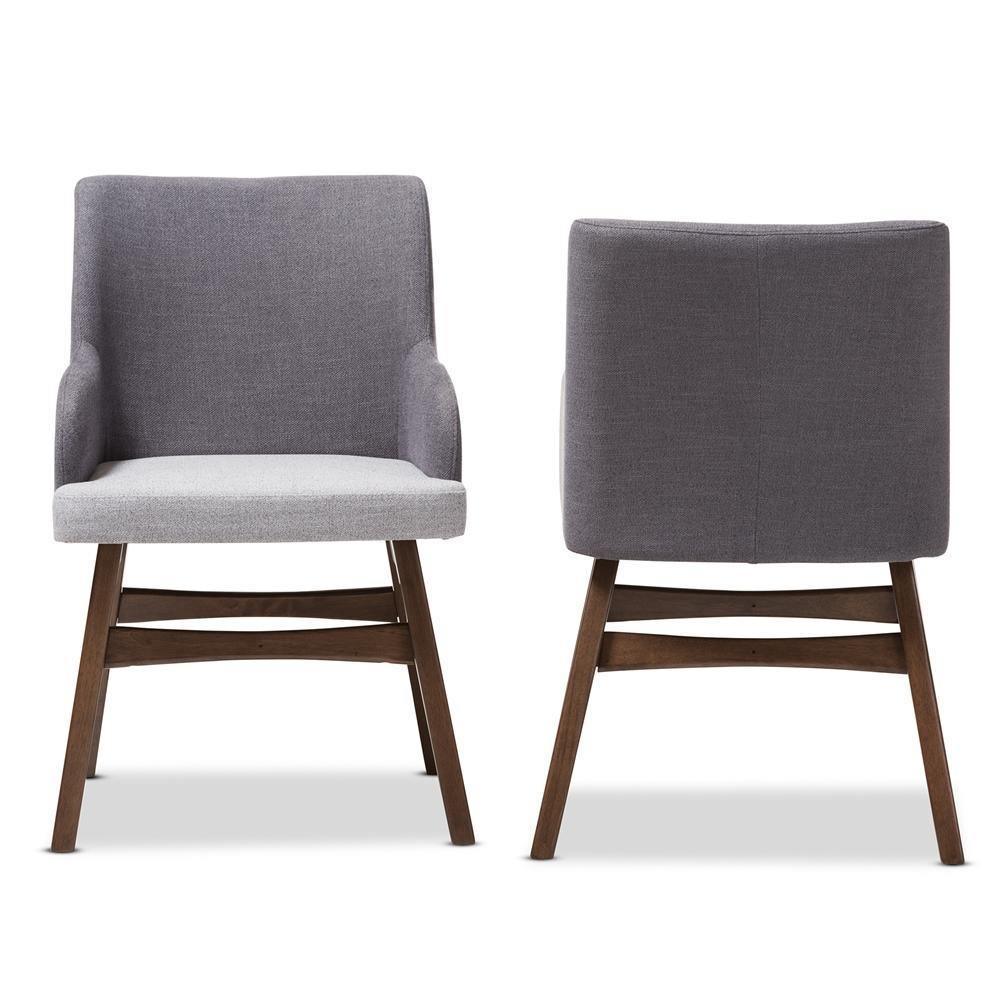 Monte Mid-Century Modern Two-Tone Grey Fabric Armchair (Set of 2) FredCo