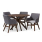 Monte Mid-Century Modern Walnut Wood Round 5-Piece Dining Set FredCo