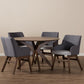 Monte Mid-Century Modern Walnut Wood Round 5-Piece Dining Set FredCo