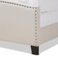 Morgan Modern Transitional Beige Fabric Upholstered Full Size Panel Bed FredCo