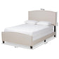 Morgan Modern Transitional Beige Fabric Upholstered Queen Size Panel Bed FredCo