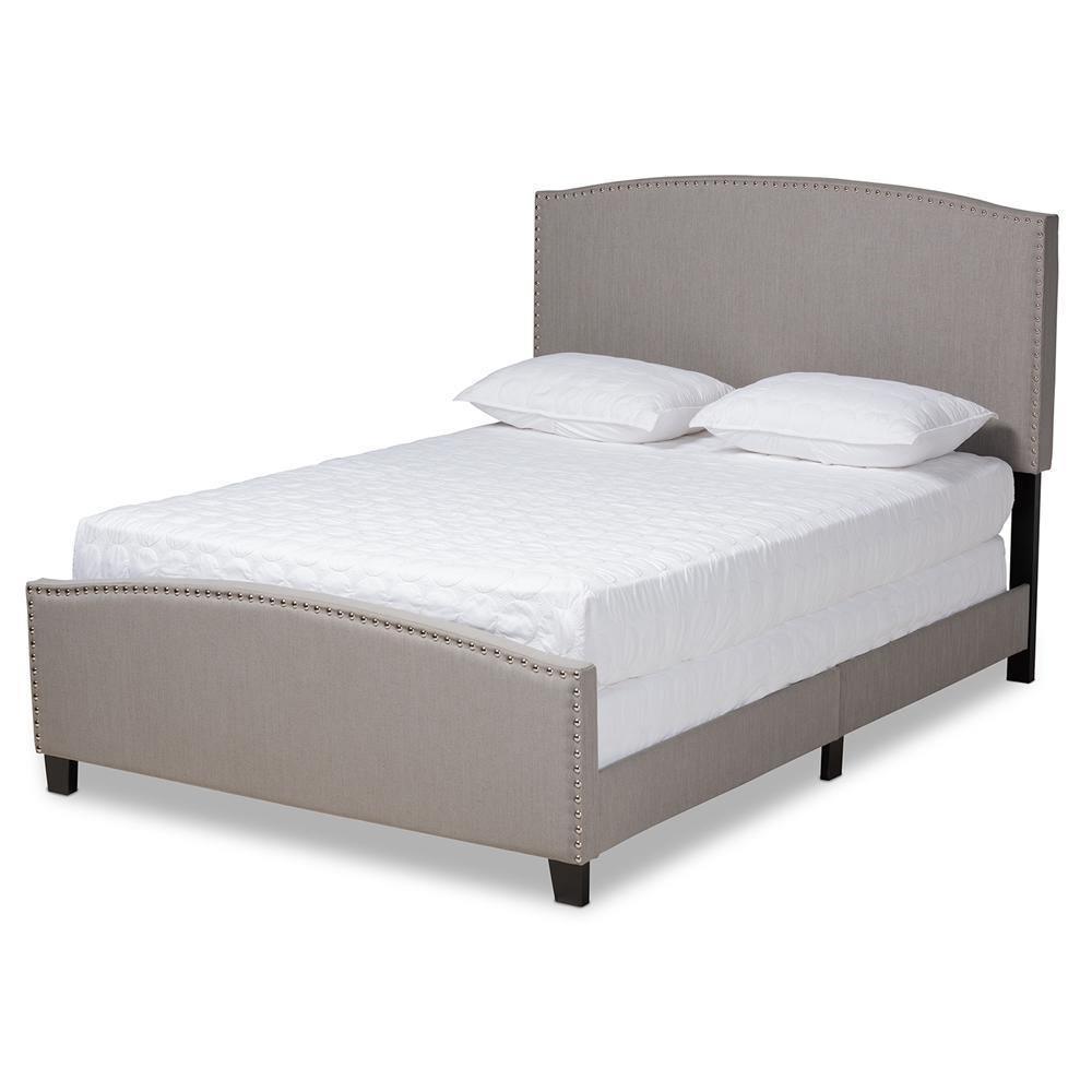 Morgan Modern Transitional Grey Fabric Upholstered Queen Size Panel Bed FredCo