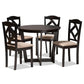 Morigan Sand Fabric Upholstered and Dark Brown Finished Wood 5-Piece Dining Set FredCo