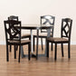 Morigan Sand Fabric Upholstered and Dark Brown Finished Wood 5-Piece Dining Set FredCo