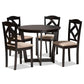 Morigan Sand Fabric Upholstered and Dark Brown Finished Wood 5-Piece Dining Set FredCo