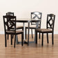 Morigan Sand Fabric Upholstered and Dark Brown Finished Wood 5-Piece Dining Set FredCo