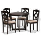 Morigan Sand Fabric Upholstered and Dark Brown Finished Wood 5-Piece Dining Set FredCo
