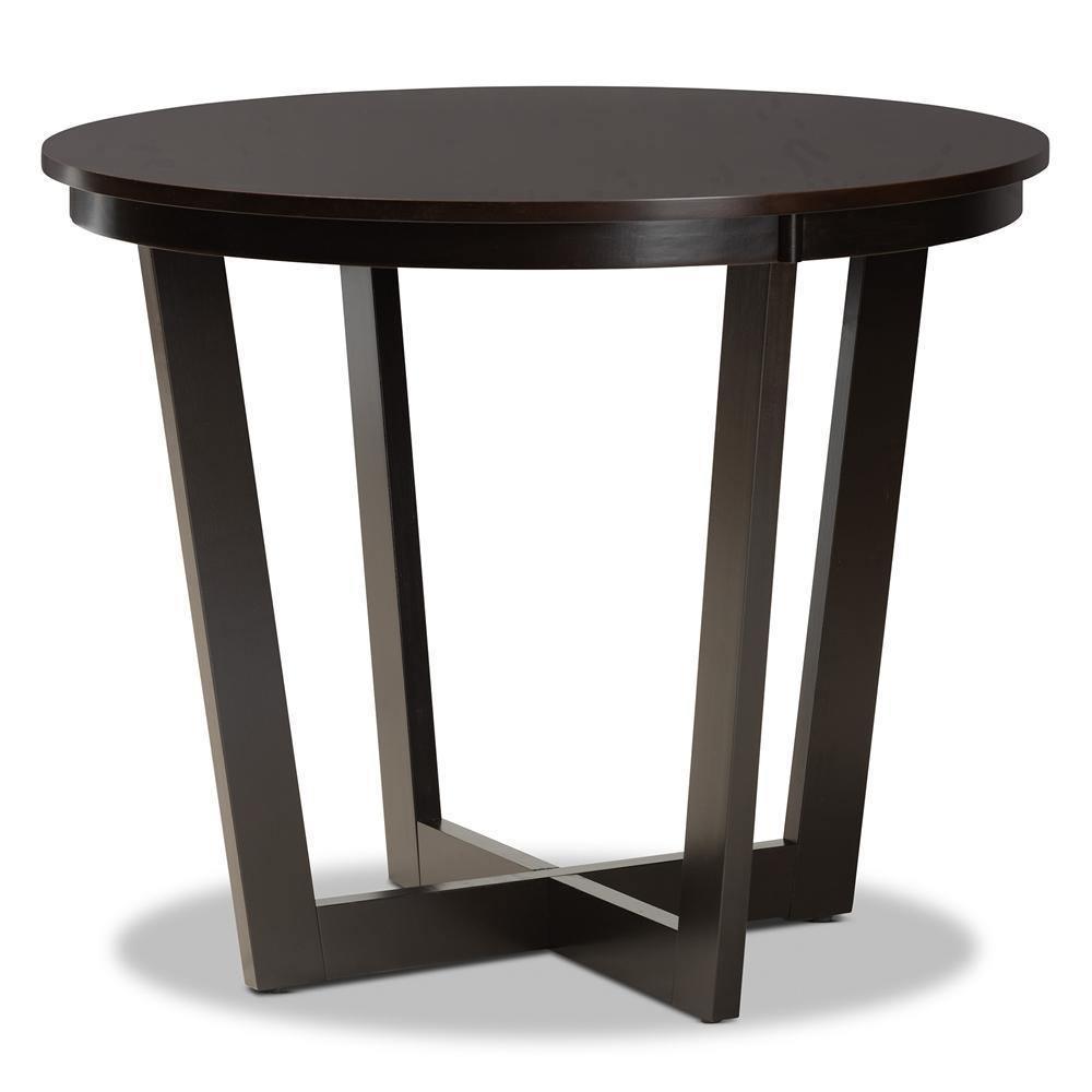 Morigan Sand Fabric Upholstered and Dark Brown Finished Wood 5-Piece Dining Set FredCo