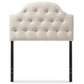 Morris Modern and Contemporary Light Beige Fabric Upholstered Button-Tufted Scalloped Twin Size Headboard FredCo