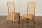 Moscow Modern Bohemian Natural Brown Rattan and Walnut Brown Finished Wood 2-Piece Dining Chair Set FredCo