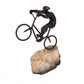 Mountain Biker on Rock Figurine SHI066 13.5 Inches Bronze FredCo