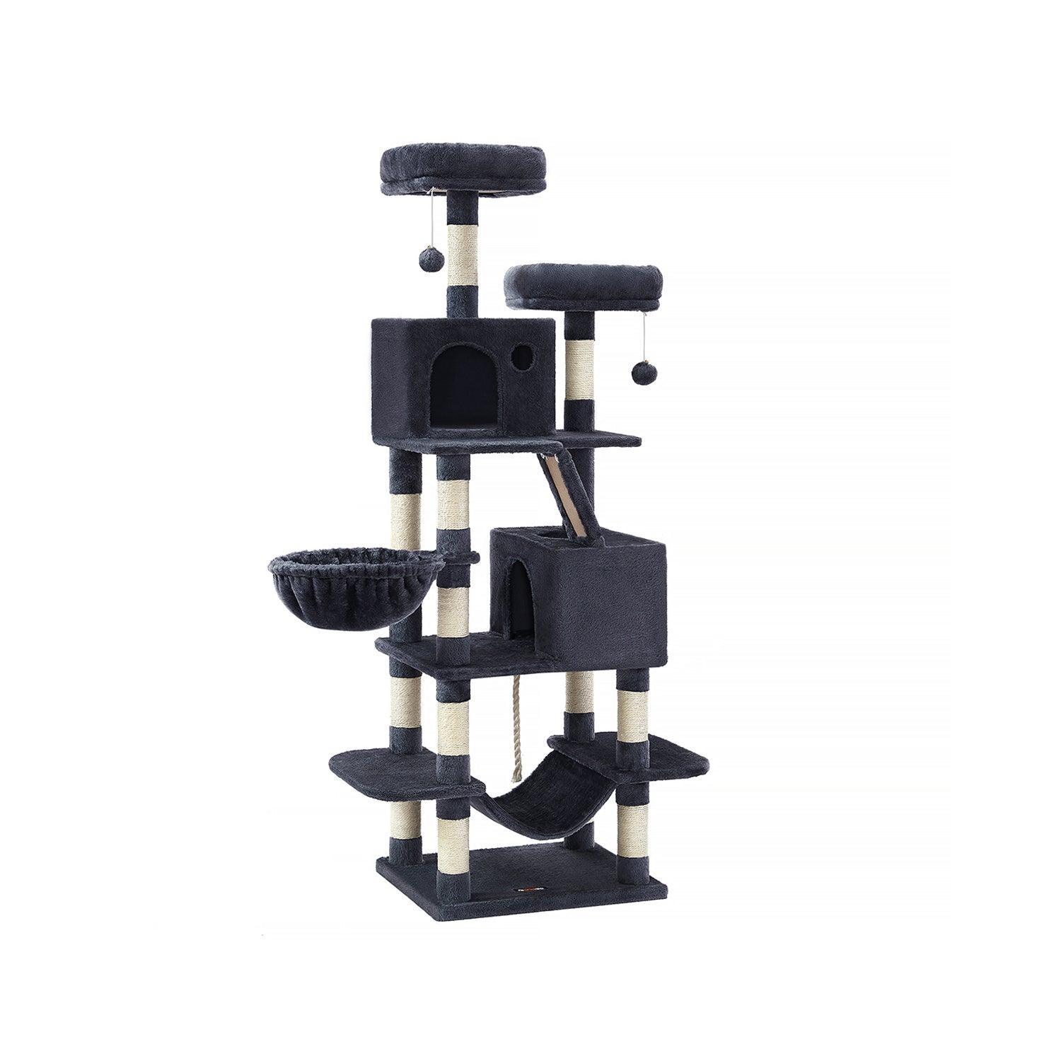 Multi-Level Plush Cat Tree, 66 Inch Smoky Gray FredCo