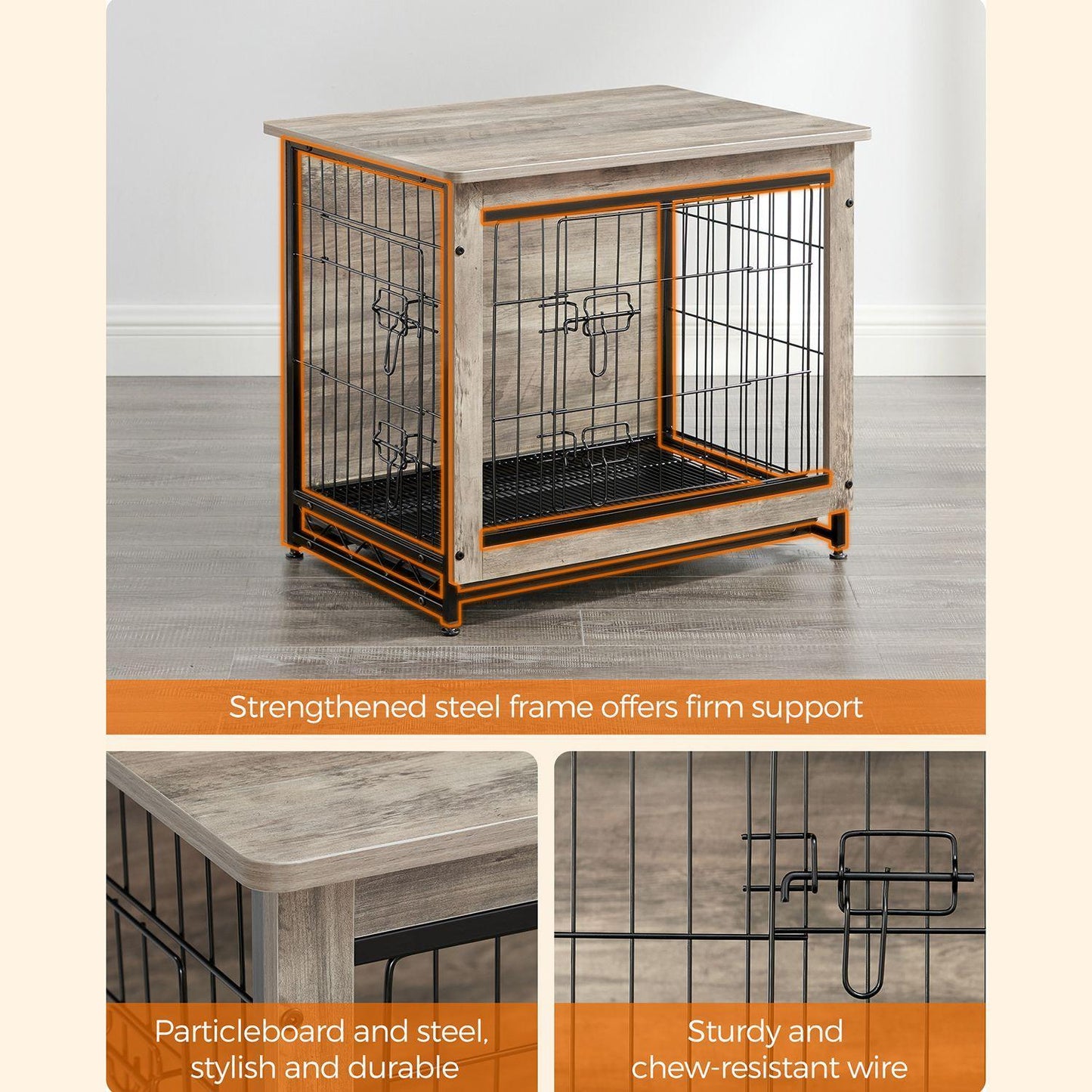 Multi-Purpose Double-Door 30lb Dog House, Greige Heavy FredCo