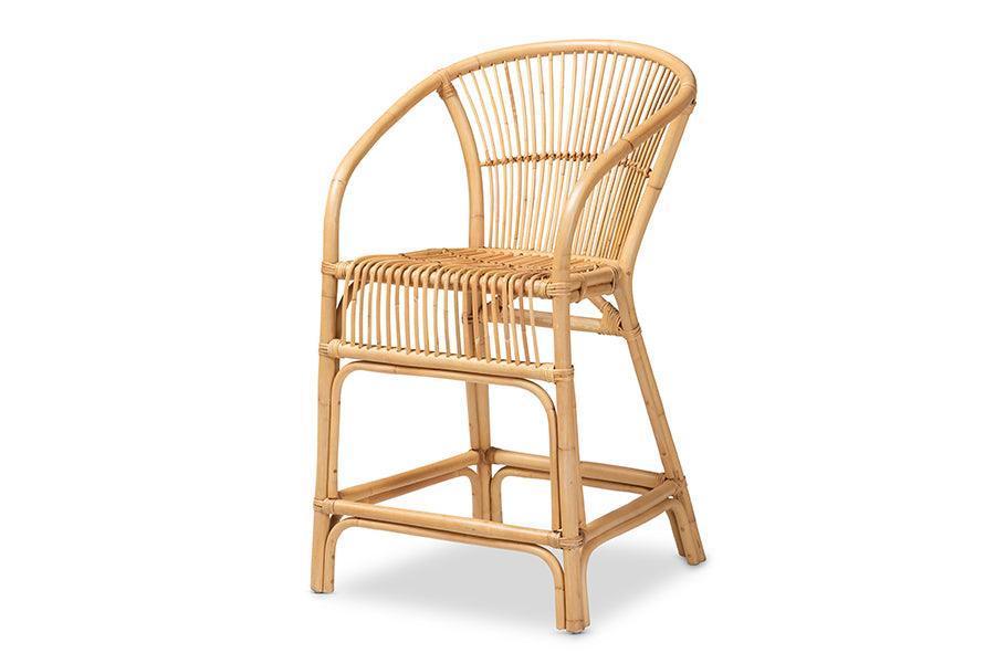 Murai Modern Bohemian Natural Brown Rattan Counter Stool FredCo