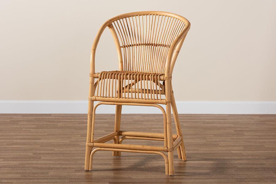 Murai Modern Bohemian Natural Brown Rattan Counter Stool FredCo