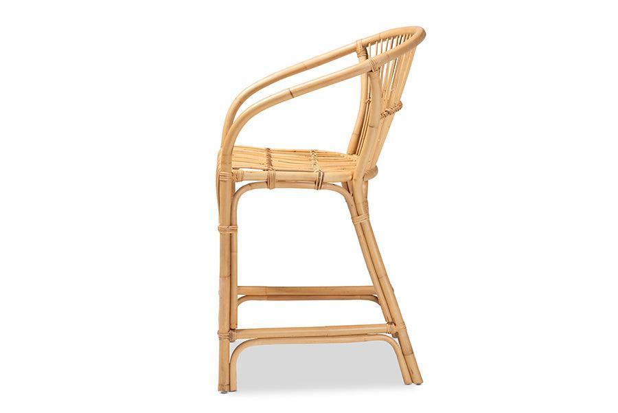 Murai Modern Bohemian Natural Brown Rattan Counter Stool FredCo