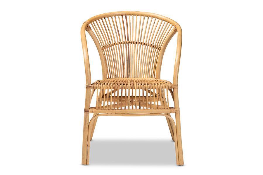 Murai Modern Bohemian Natural Brown Rattan Dining Chair FredCo