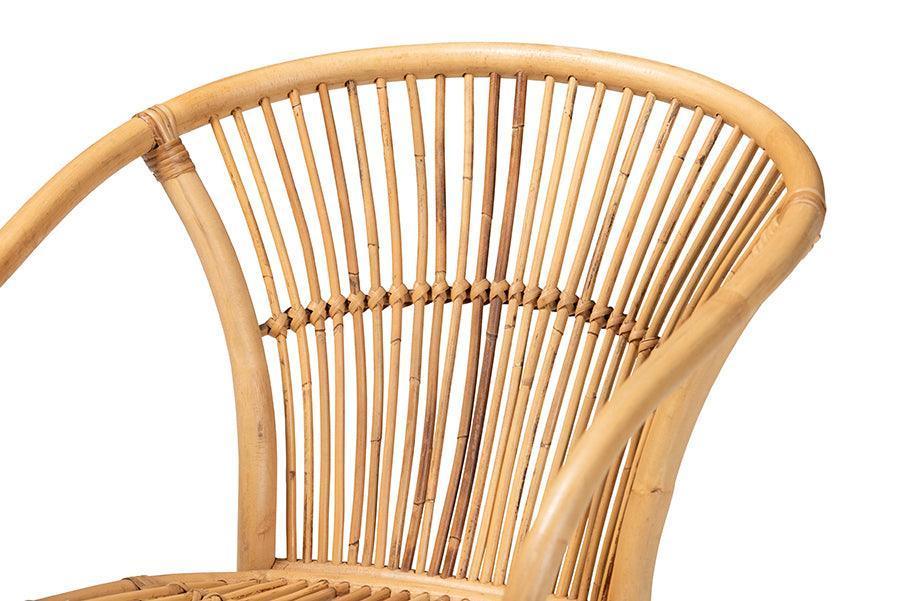 Murai Modern Bohemian Natural Brown Rattan Dining Chair FredCo