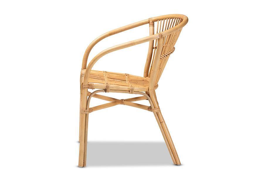 Murai Modern Bohemian Natural Brown Rattan Dining Chair FredCo