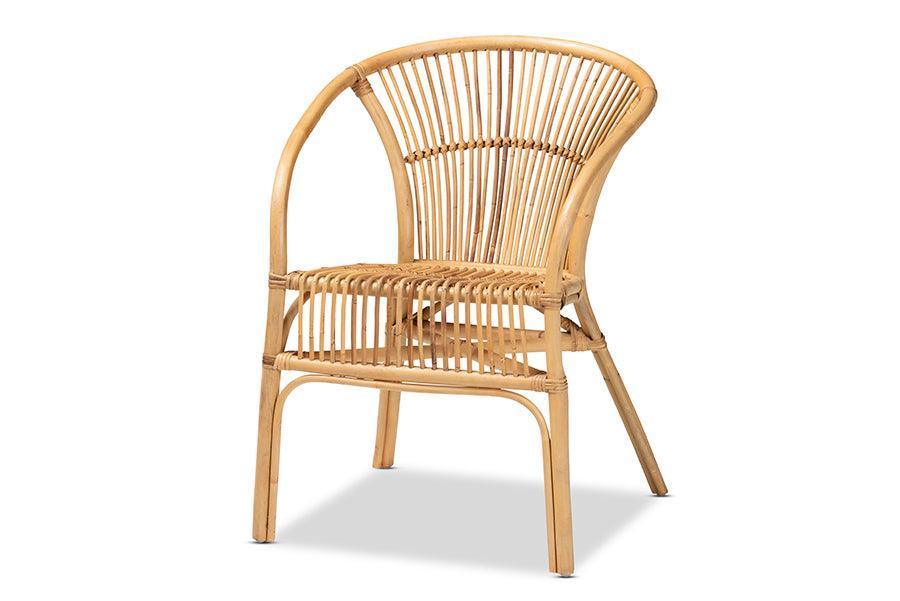 Murai Modern Bohemian Natural Brown Rattan Dining Chair FredCo