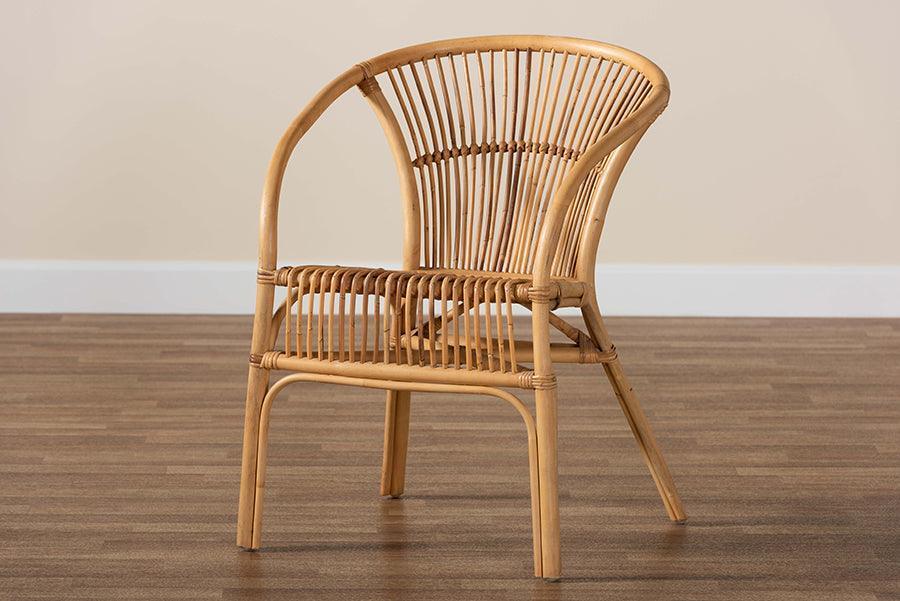 Murai Modern Bohemian Natural Brown Rattan Dining Chair FredCo