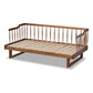 Muriel Modern and Transitional Walnut Brown Finished Wood Expandable Twin Size to King Size Spindle Daybed FredCo