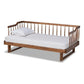 Muriel Modern and Transitional Walnut Brown Finished Wood Expandable Twin Size to King Size Spindle Daybed FredCo