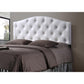 Myra Modern and Contemporary Queen Size White Faux Leather Upholstered Button-tufted Scalloped Headboard FredCo