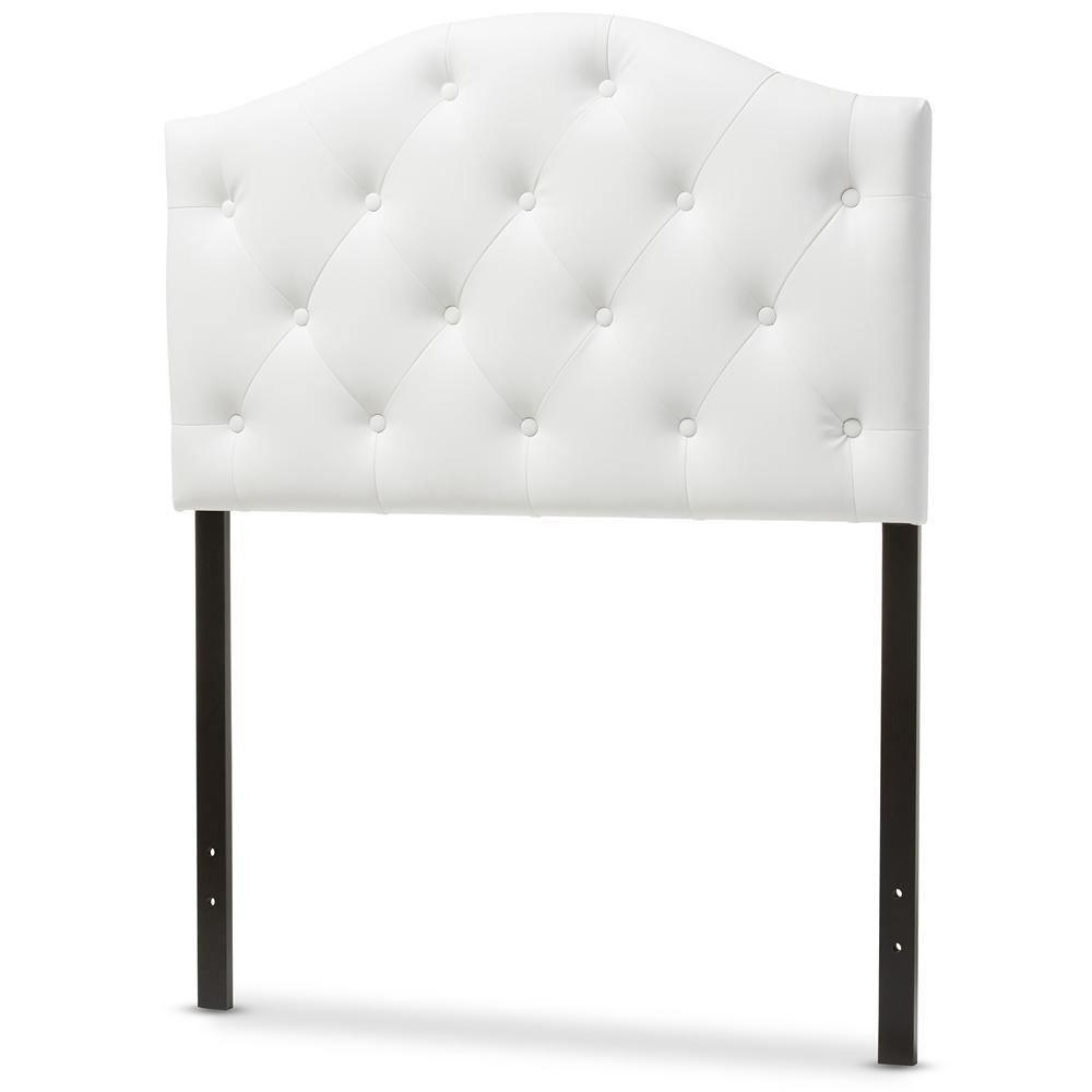 Myra Modern and Contemporary White Faux Leather Upholstered Button-Tufted Scalloped Twin Size Headboard FredCo