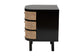 Nabila Modern Bohemian Black Bayur Wood and Natural Rattan 3-Drawer End Table Nightstand FredCo