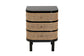 Nabila Modern Bohemian Black Bayur Wood and Natural Rattan 3-Drawer End Table Nightstand FredCo