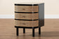 Nabila Modern Bohemian Black Bayur Wood and Natural Rattan 3-Drawer End Table Nightstand FredCo