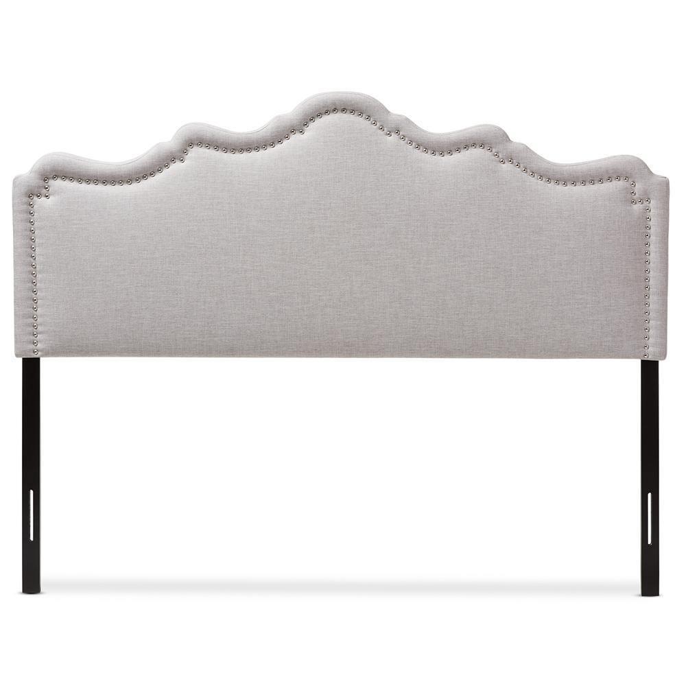 Nadeen Modern and Contemporary Greyish Beige Fabric Queen Size Headboard FredCo