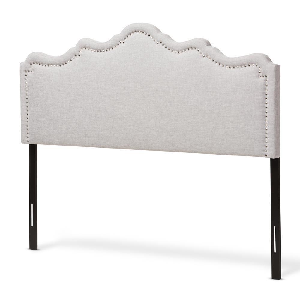 Nadeen Modern and Contemporary Greyish Beige Fabric Queen Size Headboard FredCo