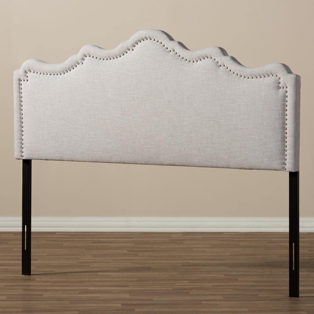 Nadeen Modern and Contemporary Greyish Beige Fabric Queen Size Headboard FredCo