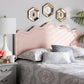 Nadeen Modern and Contemporary Light Pink Velvet Fabric Upholstered Full Size Headboard FredCo