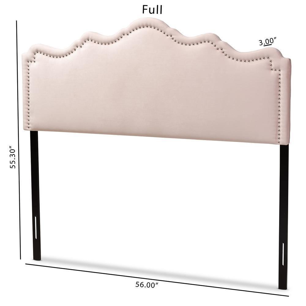 Nadeen Modern and Contemporary Light Pink Velvet Fabric Upholstered Full Size Headboard FredCo