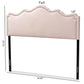 Nadeen Modern and Contemporary Light Pink Velvet Fabric Upholstered Full Size Headboard FredCo
