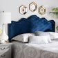 Nadeen Modern and Contemporary Navy Blue Velvet Fabric Upholstered Queen Size Headboard FredCo